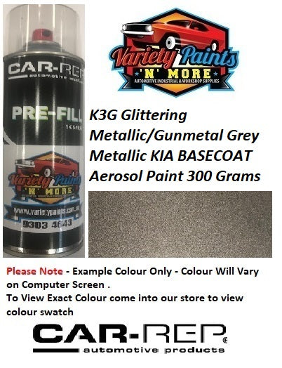 K3G Glittering Metallic/Gunmetal Grey Metallic KIA Basecoat  Aerosol Paint 300 Grams