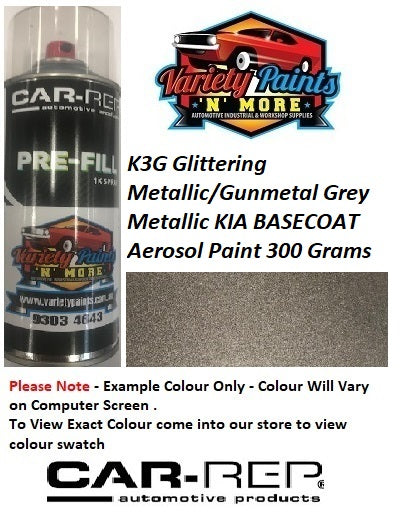 K3G Glittering Metallic/Gunmetal Grey Metallic KIA Basecoat Aerosol Paint 300 Grams