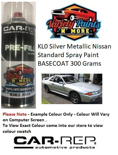 KLO Silver Metallic Suitable for Nissan Basecoat Aerosol Paint 300 Grams 5IS B27