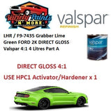 LHR / F9-7435 Grabber Lime Green FORD 2K DIRECT GLOSS Valspar 4:1 4 Litres Part A