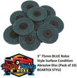 3" 75mm BLUE Roloc Style Surface Condition Abrasive Disc (Pack of 10) BEARTEX STYLE