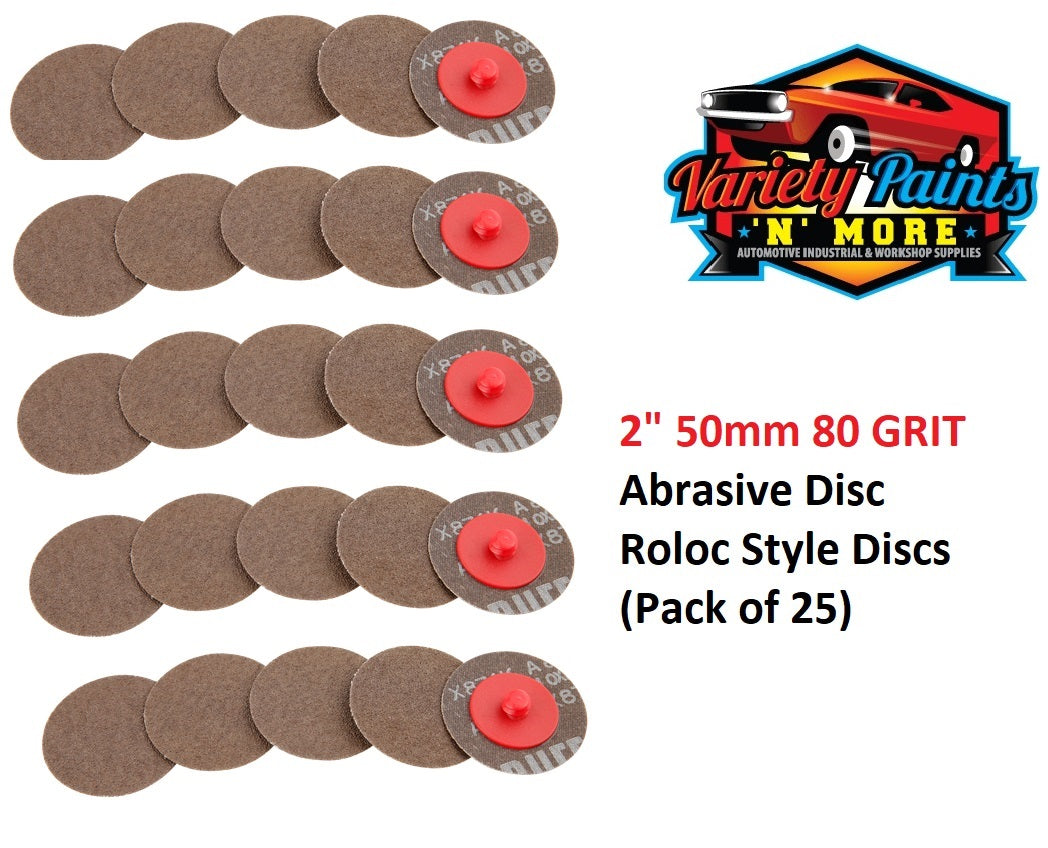 2" 50mm 80 GRIT ROLOC Style Abrasive Disc (Pack of 25)