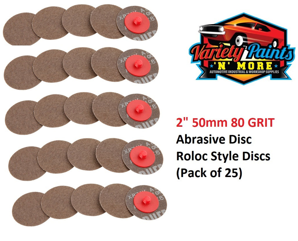 2" 50mm Roloc Style 80 GRIT Abrasive Disc (Pack of 25)