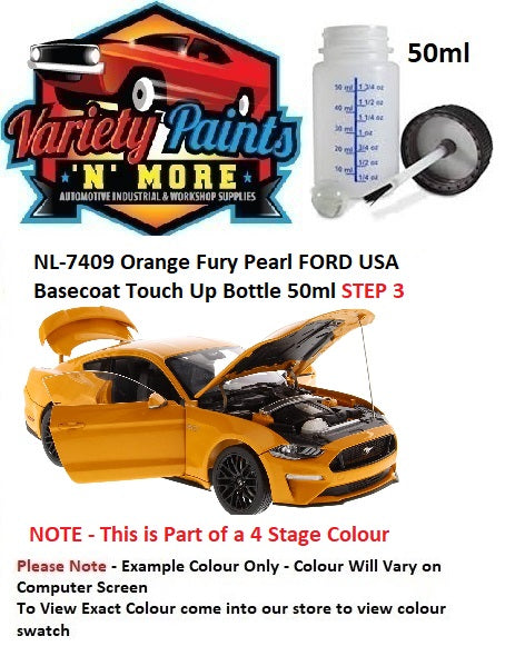 NL-7409 Orange Fury Pearl FORD USA Basecoat Touch Up Bottle 50ml STEP 3