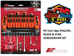 PKTool 18pc PHILLIPS, BLADE & STAR SCREWDRIVER SET