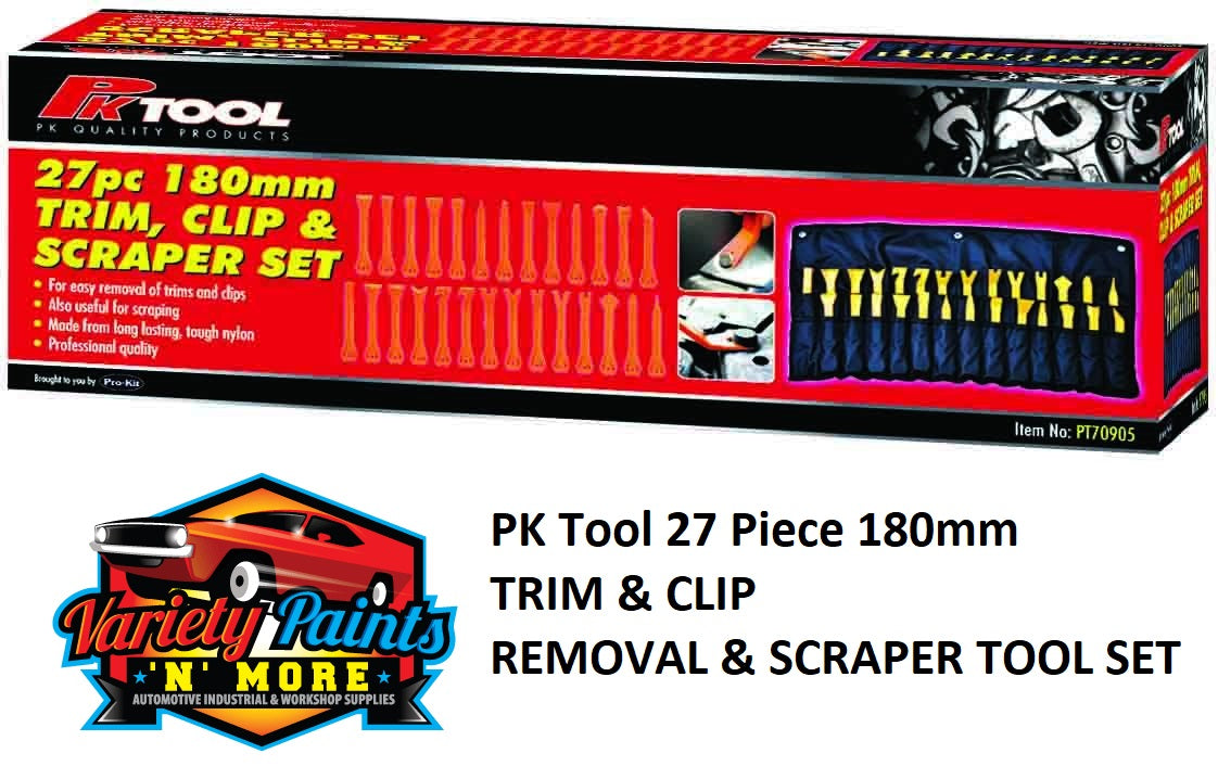 PKTool 27 Piece 180mm TRIM & CLIP REMOVAL & SCRAPER TOOL SET