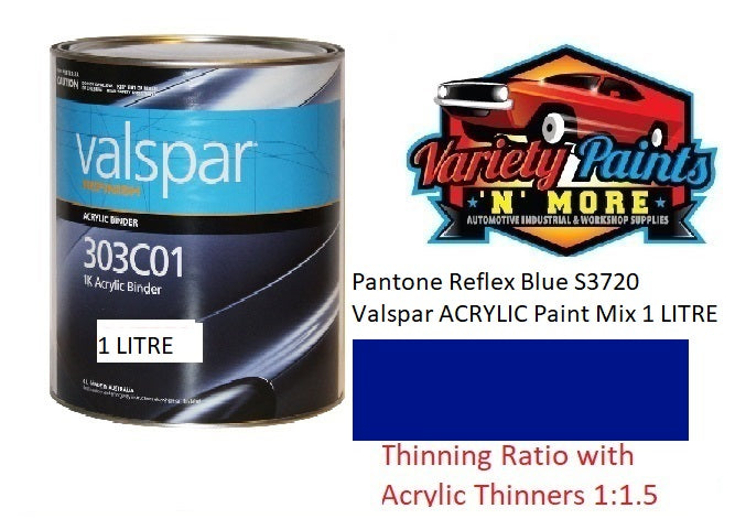 Pantone Reflex Blue S3720 Valspar ACRYLIC Paint Mix 1 LITRE