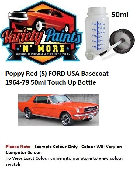 Poppy Red (S) FORD USA Basecoat 1964-79 50ml Touch Up Bottle
