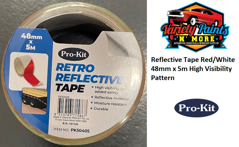 Reflective Tape Red/White  48mm x 5m High Visibility Pattern