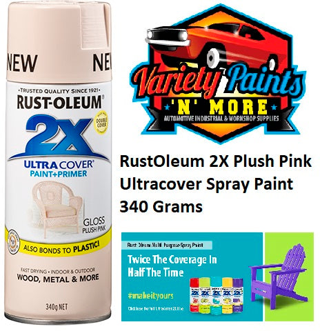 RustOleum 2X Plush Pink Ultracover Spray Paint 340 Grams NEW Colour