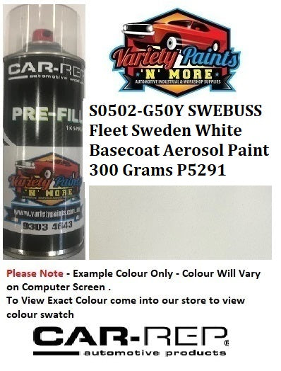 S0502-G50Y SWEBUSS Fleet Sweden White Basecoat Aerosol Paint 300 Grams P5291