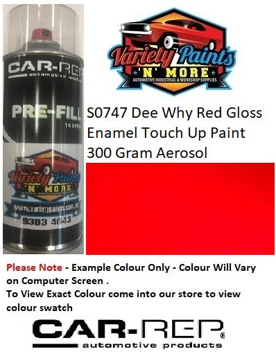 S0747 Dee Why Red Gloss Enamel Touch Up Paint 300 Gram Aerosol