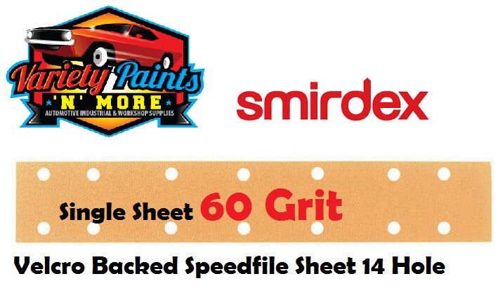 Smirdex SINGLE VELCRO 60 Grit Speedfile Sheet 70mm x 42mm 14 HOLES