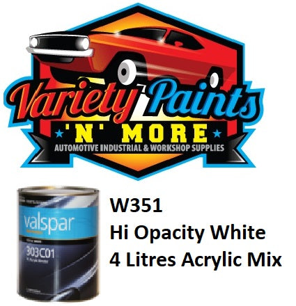 Valspar W351 High Opacity White 303 Acrylic Mix 4 Litres