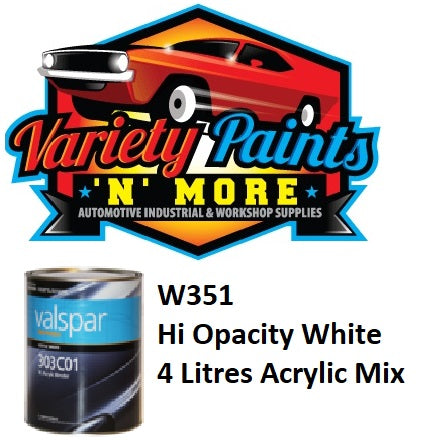 W351 High Opacity White GLOSS 303 Acrylic Mix 4 Litres