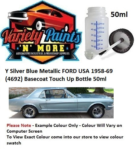 Y Silver Blue Metallic FORD USA 1958-69 (4692) Basecoat Touch Up Bottle 50ml
