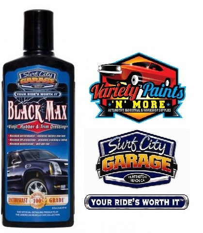 Black Max Vinyl , Rubber & Trim dressing 8oz Surf City Garage Variety Paints N More