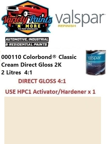 000110 Colorbond® Classic Cream Direct Gloss 2K 2 Litres 4:1 PART A