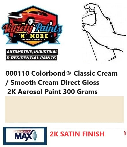 000110 Colorbond® Classic Cream / Smooth Cream SATIN 2K Aerosol Paint 300 Grams