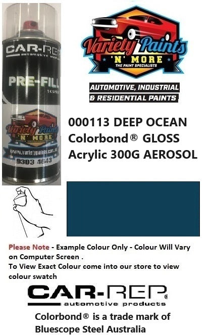 000113 Deep Ocean/Mountain Blue Colorbond® GLOSS Acrylic 300G AEROSOL