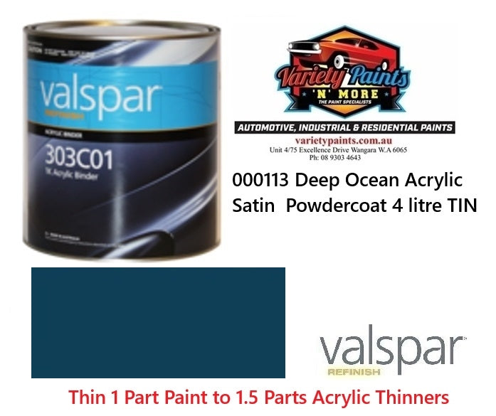 000113 Colorbond® Deep Ocean Acrylic Satin  Powdercoat 4 litre TIN