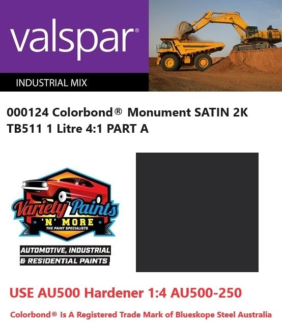 000124 Colorbond® Monument SATIN 2K TB511 1 Litre 4:1 PART A