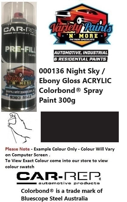 000136 Night Sky / Ebony Gloss ACRYLIC Colorbond® Spray Paint 300g 1IS 72A
