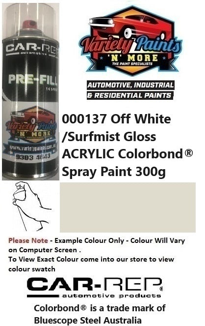 000137 Off White /Surfmist Gloss ACRYLIC Colorbond® Spray Paint 300g