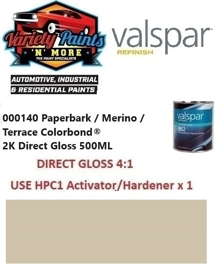 000140 Paperbark / Merino / Terrace Colorbond® GLOSS 2K  500ML
