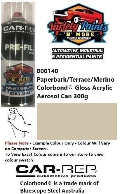 000140 Paperbark/Terrace/Merino Colorbond® Gloss Acrylic Aerosol Can 300g