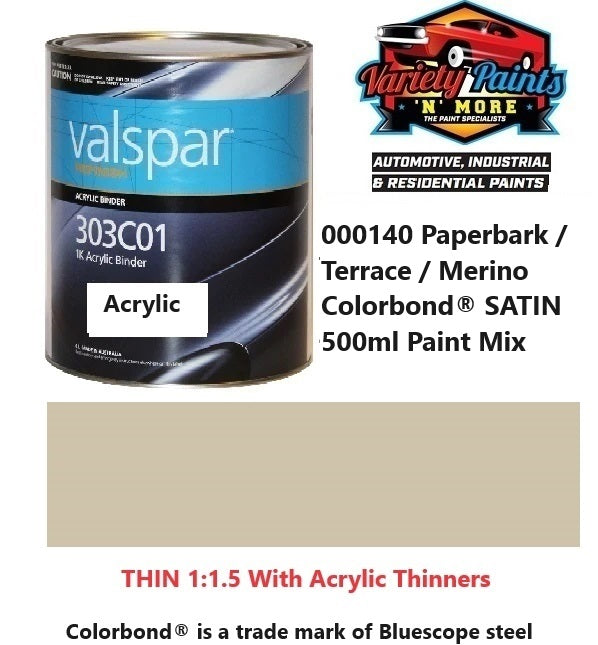 000140 Paperbark/Terrace/Merino Colorbond® SATIN 500ml Paint Mix