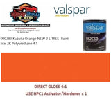 000283 Kubota Orange NEW 2 LITRE  Paint Mix 2K Polyurethane 4:1 1IS B10