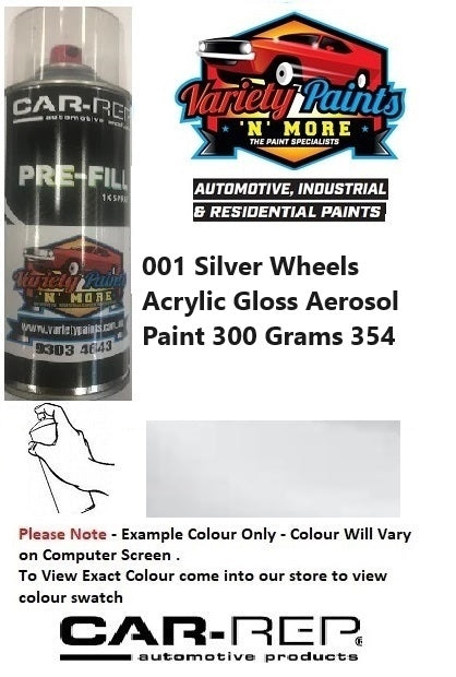 001 Silver Wheels Acrylic Gloss Aerosol Paint 300 Grams 354
