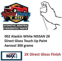 002 Alaskin White NISSAN 2K Direct Gloss Touch Up Paint Aerosol 300 grams 