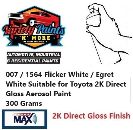 007 / 1564 Flicker White / Egret White Suitable for Toyota 2K Direct Gloss Aerosol Paint 300 Grams