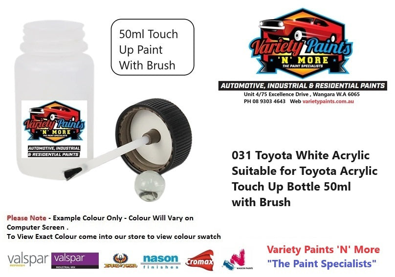 031 White Acrylic Suitable for Toyota Acrylic Touch Up Bottle 50ml with Brush