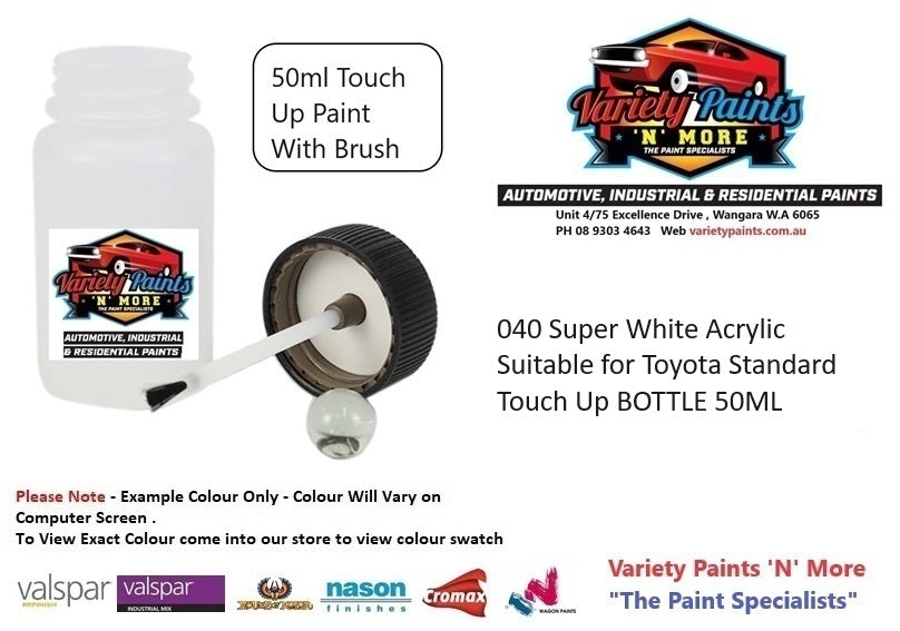040 Super White Acrylic Suitable for Toyota Standard Touch Up BOTTLE 50ML
