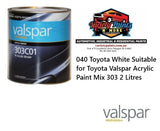 040 Toyota White Suitable for Toyota Valspar Acrylic Paint Mix 303 2 Litres