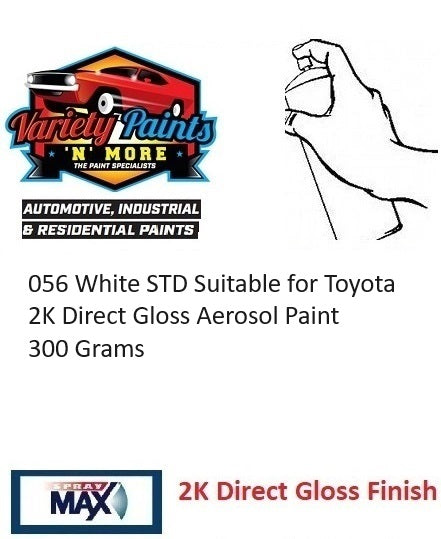 056 White STD Suitable for Toyota 2K Direct Gloss Aerosol Paint 300 Grams 2IS HAY1