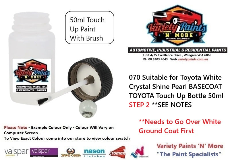 070 Suitable for Toyota White Crystal Shine Pearl BASECOAT TOYOTA Touch Up Bottle 50ml STEP 2 **SEE NOTES