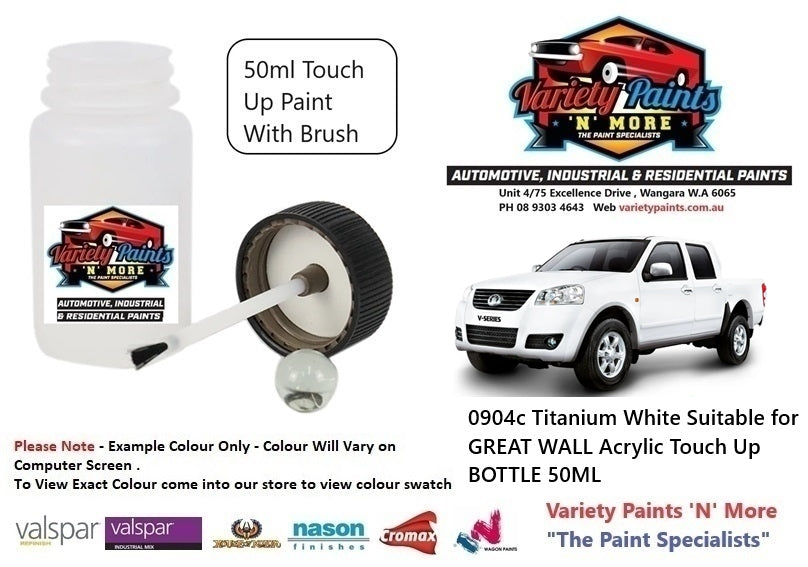 0904c Titanium White Suitable for GREAT WALL Acrylic Touch Up BOTTLE 50ML