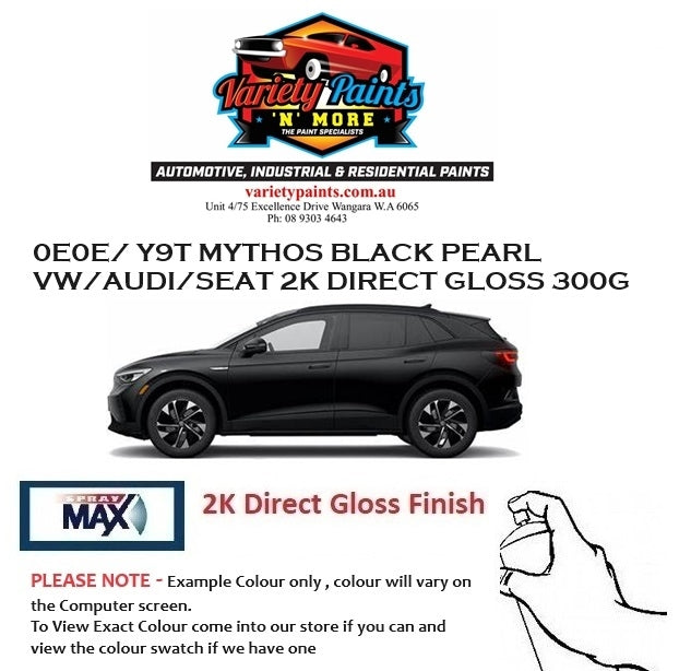 0E0E/ Y9T MYTHOS BLACK PEARL VW/AUDI/SEAT 2K DIRECT GLOSS 300G