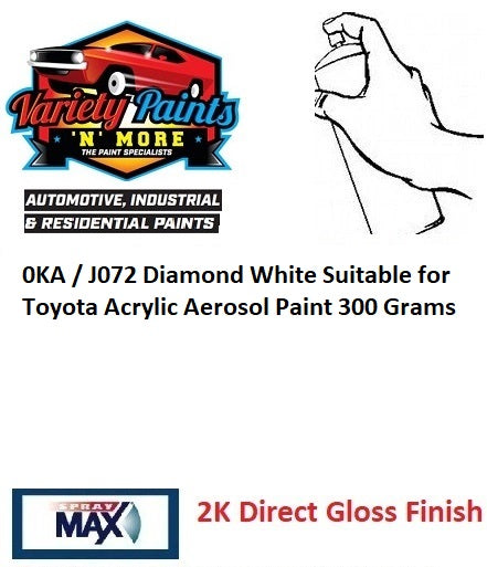 0KA / J072 Diamond White Suitable for Toyota Acrylic Aerosol Paint 300 Grams