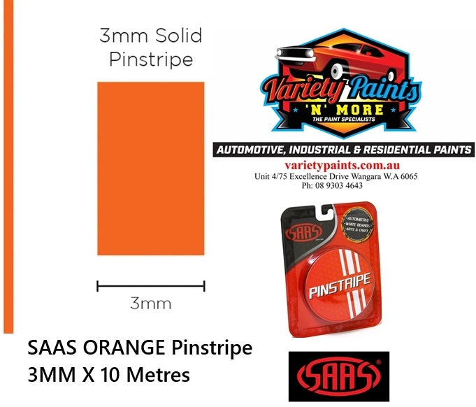 SAAS 1118 Pinstripe Orange   3MM X 10 Metres