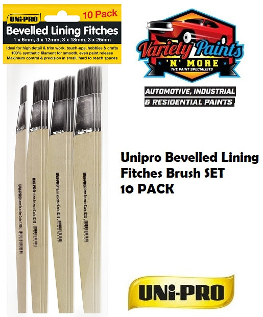 Unipro Bevelled Lining Fitches Brush SET 10 PACK