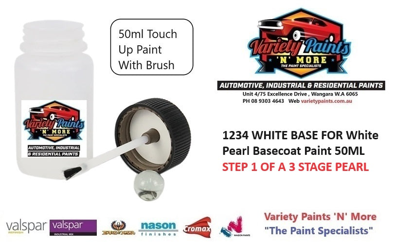1234 WHITE BASE FOR  White Pearl Basecoat Paint 50ML STEP 1