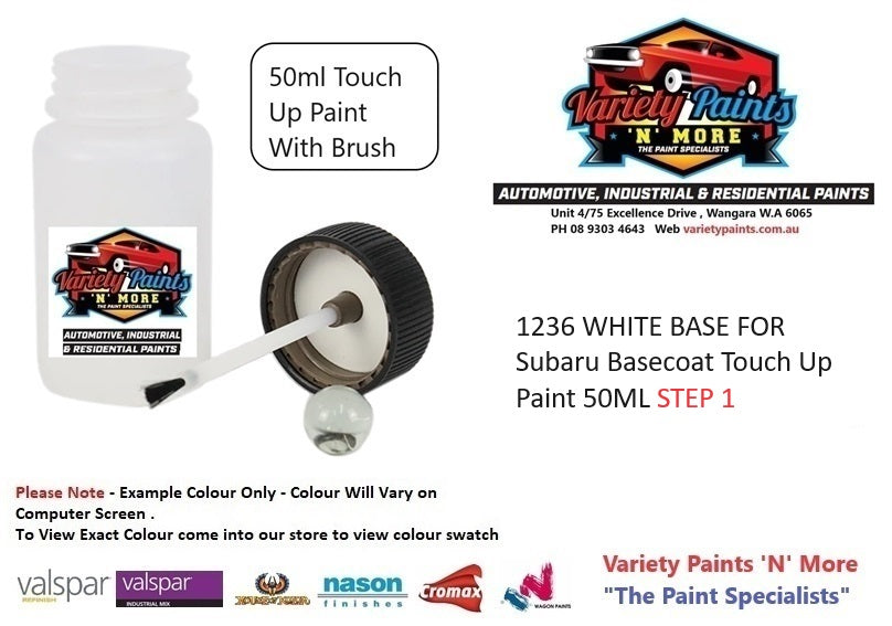 1236 WHITE BASE FOR  Subaru Basecoat Touch Up Paint 50ML STEP 1
