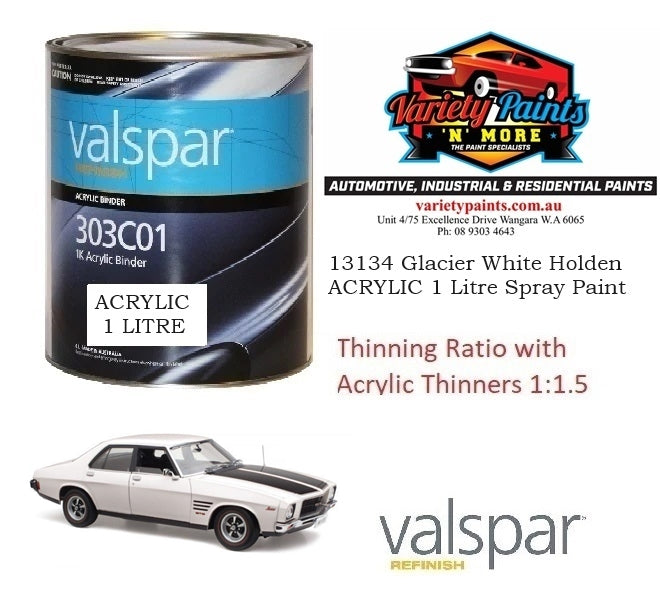 1J014 / 568-13134 Glacier White Holden ACRYLIC 1 Litre Spray Paint