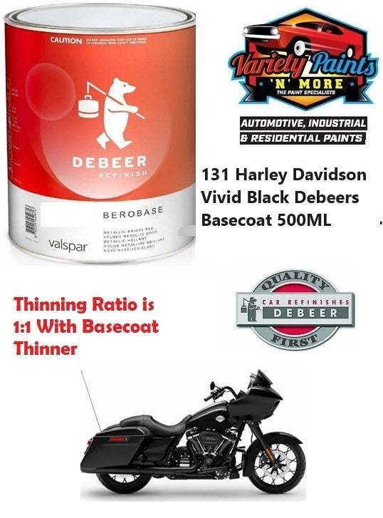 131 Harley Davidson Vivid Black Debeers Basecoat 500ML