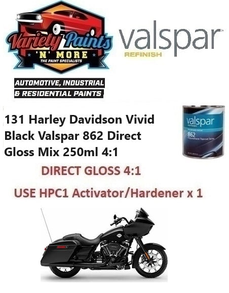 131 Harley Davidson Vivid Black Valspar 862 Direct Gloss Mix 250ml 4:1